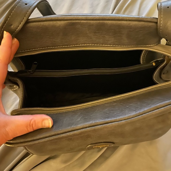 NWT Vintage 1980s gray leather shoulder bag - Picture 6 of 14